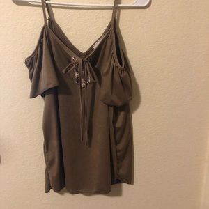 Spaghetti strap off the shoulders shirt